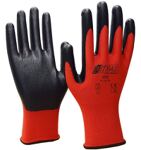 Nitras Nylon-Handschuhe 3510-ROT, Gr. 10 Feinstrick rot m. Nitrilschaumbeschichtung schwarz   