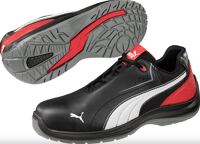 PUMA Si.-Schuh Touring Black Low S3 ESD SRC Art.64.341.0, schwarz/rot/weiss, glattes Rindleder metallfrei, Fiberglaskappe  